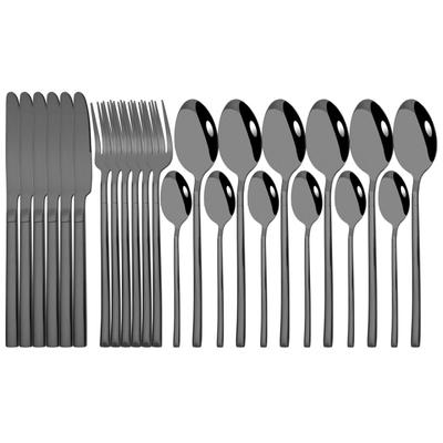 24-teiliges Besteckset aus Schwarzgold, Edelstahl, Geschirr, Messer, Gabel, Löffel, Abendessen, Geschirr, Party, Küche, Besteck, Besteck-Set