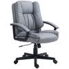 Desk Chair, PU Leather Office Chair with Adjustable Height and Swivel Wheels, for Home Work Study, Light Grey