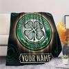 Custom Name The Celtic Football Club Flannel Blanket, High quality Comfortable for All Seasons, Home Decor, Warmth and Comfort