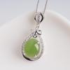 Certified 925 Sterling Silver Jade Necklace with Hollow Jasper Pendant - Elegant Gift for Mom