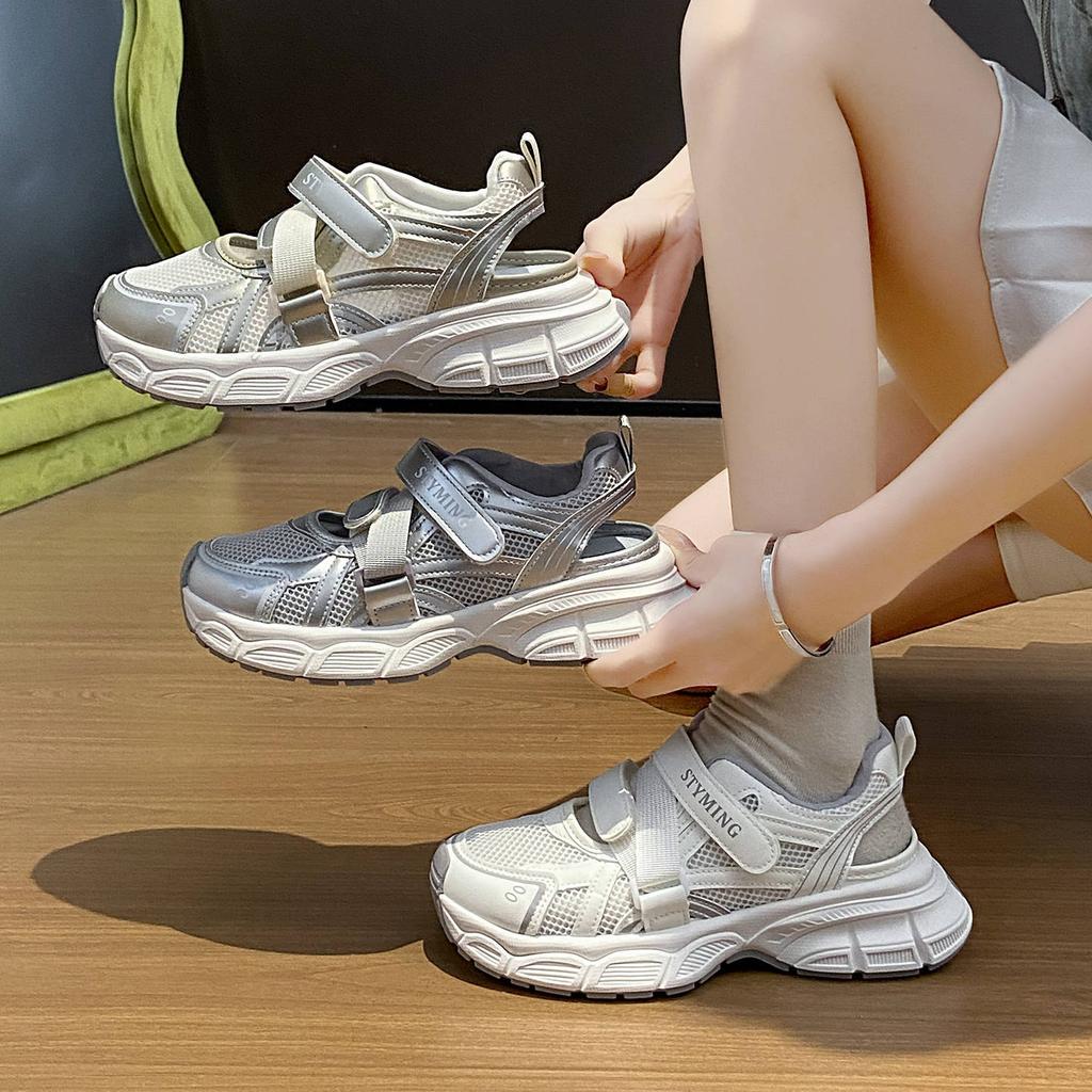 Korean Version of Velcro Dad Shoes Women, Summer Student Sports Running Shoes Casual Shoes Thick Soles Increase