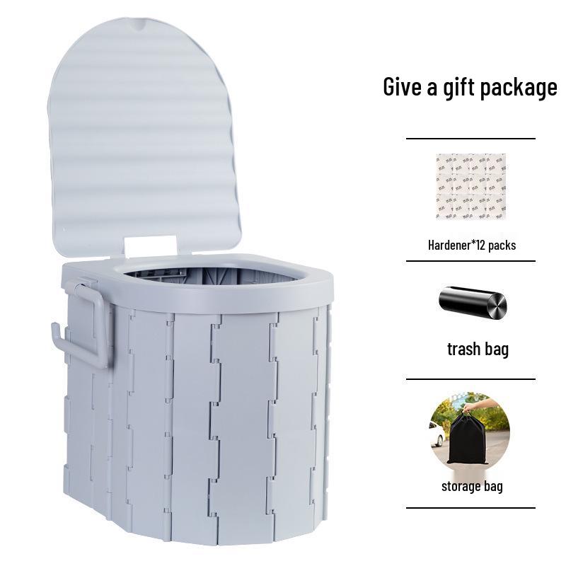 Portable Odor-Proof Folding Commode: Emergency Camping & Travel Car Toilet Solidifier
