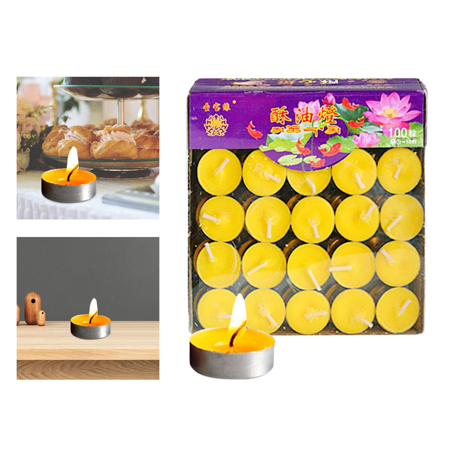 

100x Tealight Ghee Butter Lamp Smokeless Candle Set for Meditation, Ceremonies, Altars, Diwali Decorative Night Light Candles