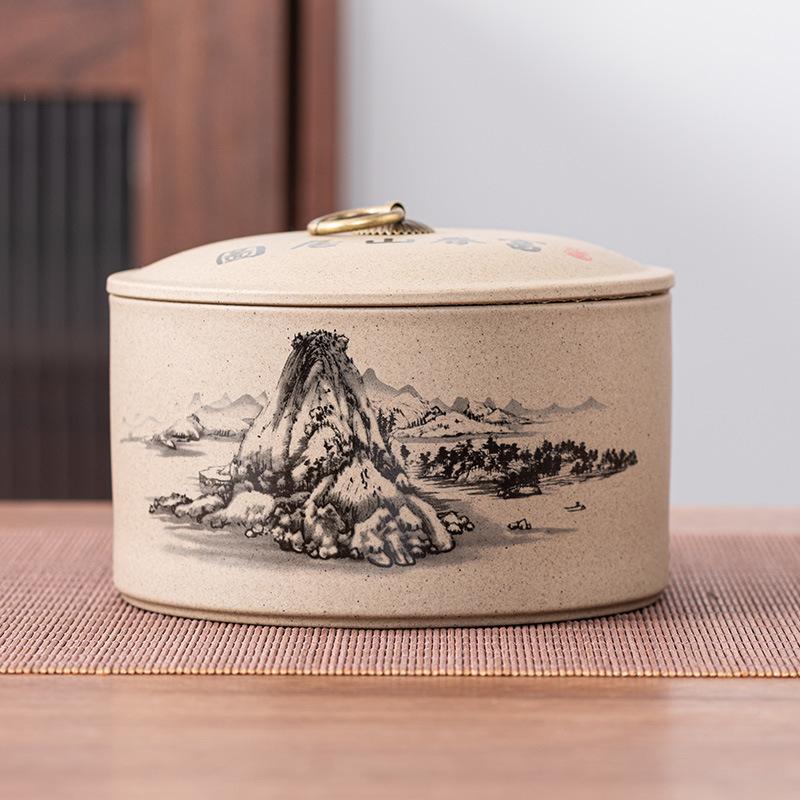 Old rock mud high-grade tea sealed jar large handmade boutique white tea red and green rock tea Pu'er loose tea jar