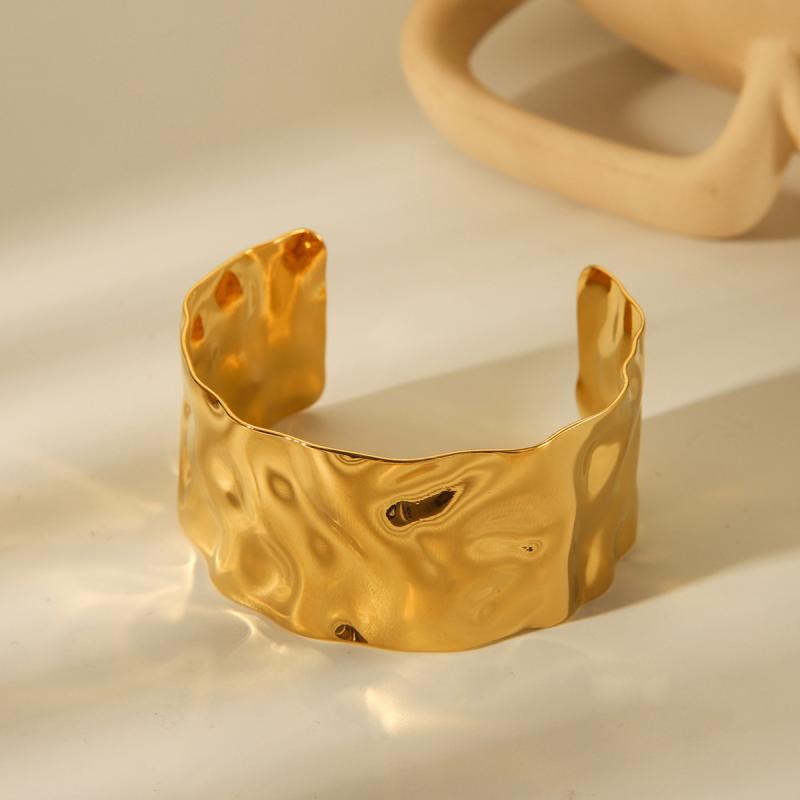Punkowa Bransoletka Ze Stali Nierdzewnej w Złotym Kolorze Dla Kobiet Mężczyzn Nieregularna Szeroka Otwarta Mankaż Bransolety Imprezowa Biżuteria na Rękę Pulseras Bijoux