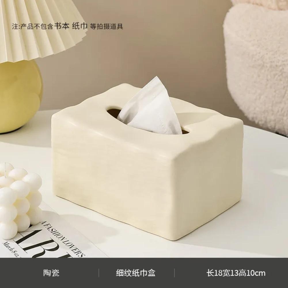 Creative Water Ripple Ceramic Tissue Box Living Room Pull-Out Tissue Box Electroplated Silver Napkin Holder Dining Table Decor