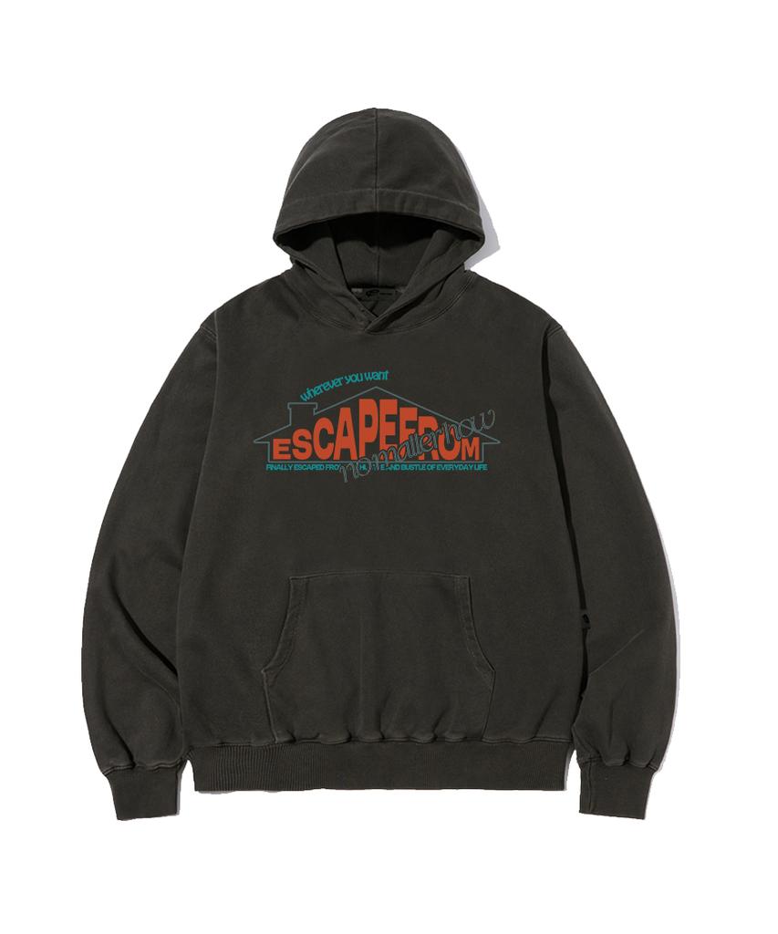 Chimney Home Print Pigment Hoodie Charcoal