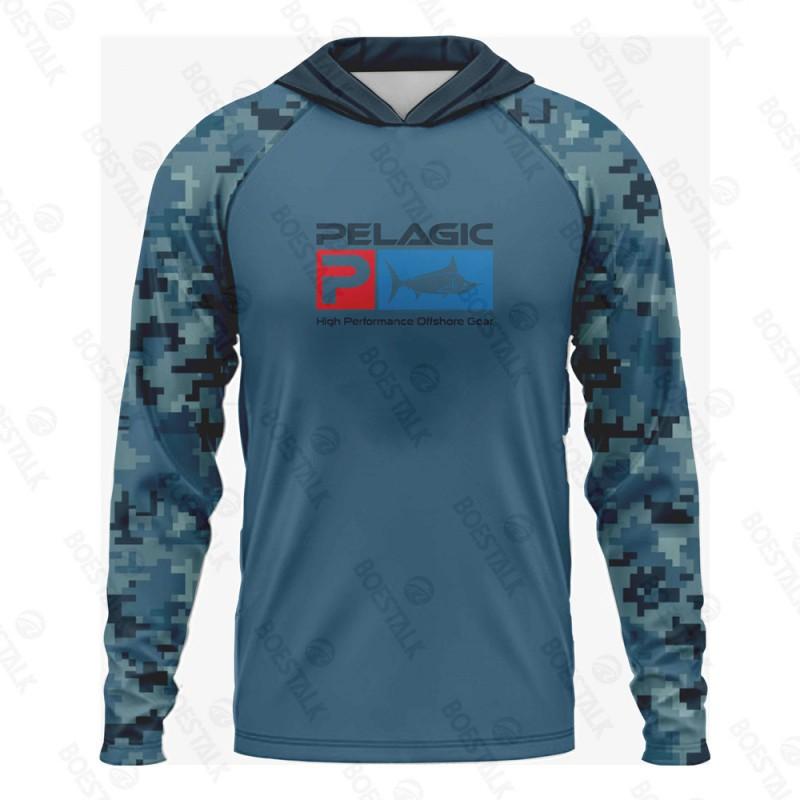 PELAGIC Langarm-Fischer-Hoodie UV-Schutz Atmungsaktiv Schnelltrocknend Bekleidung Herren