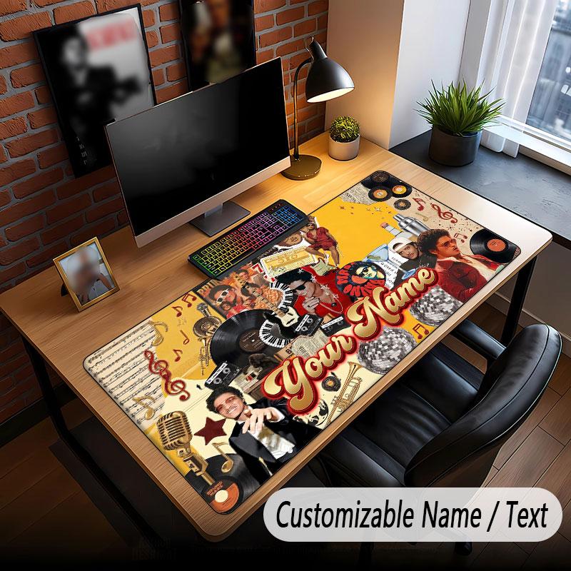 Custom Name Extended Mouse Pad,Bruno Mars Gaming Desk Mat For Home Office Desktop Decor