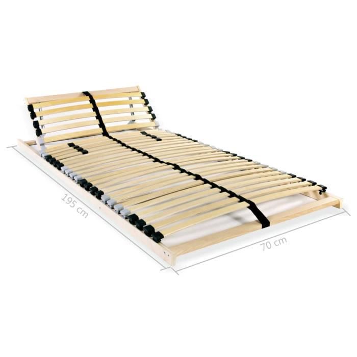 VidaXL Sommier à lattes avec 28 lattes 7 zones 70 x 200 cm