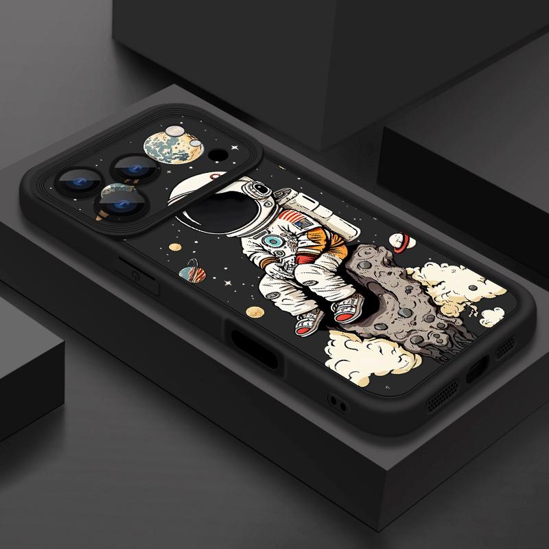 Cartoon Astronaut Patterned Soft Phone Case For iPhone 17 Pro Max 17e 16 15 14 13 Pro Max 16e 11 Shockproof Silicone Back Cover