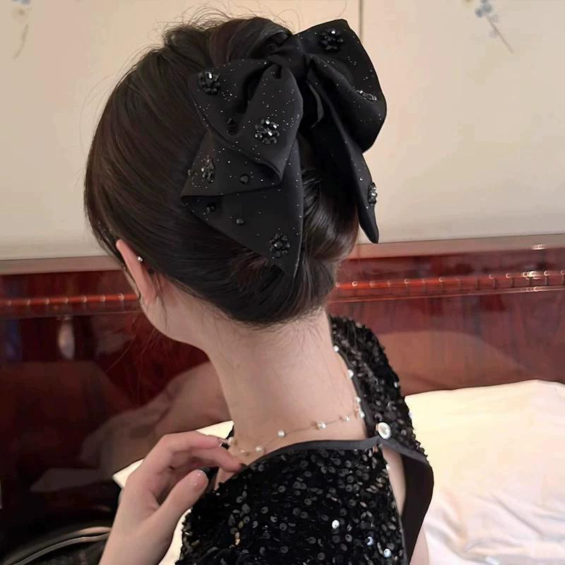 Satin Pearl River Delta Grab Clip Women's Back of Head Hair Shark Clip Fashion Temperament Light Luxury Hairpin Headgear