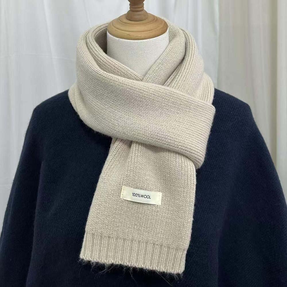 Cold-proof Knitting Wool Scarf Solid Color Winter Warmer Scarf Long Thickened Neckscarf  Winter
