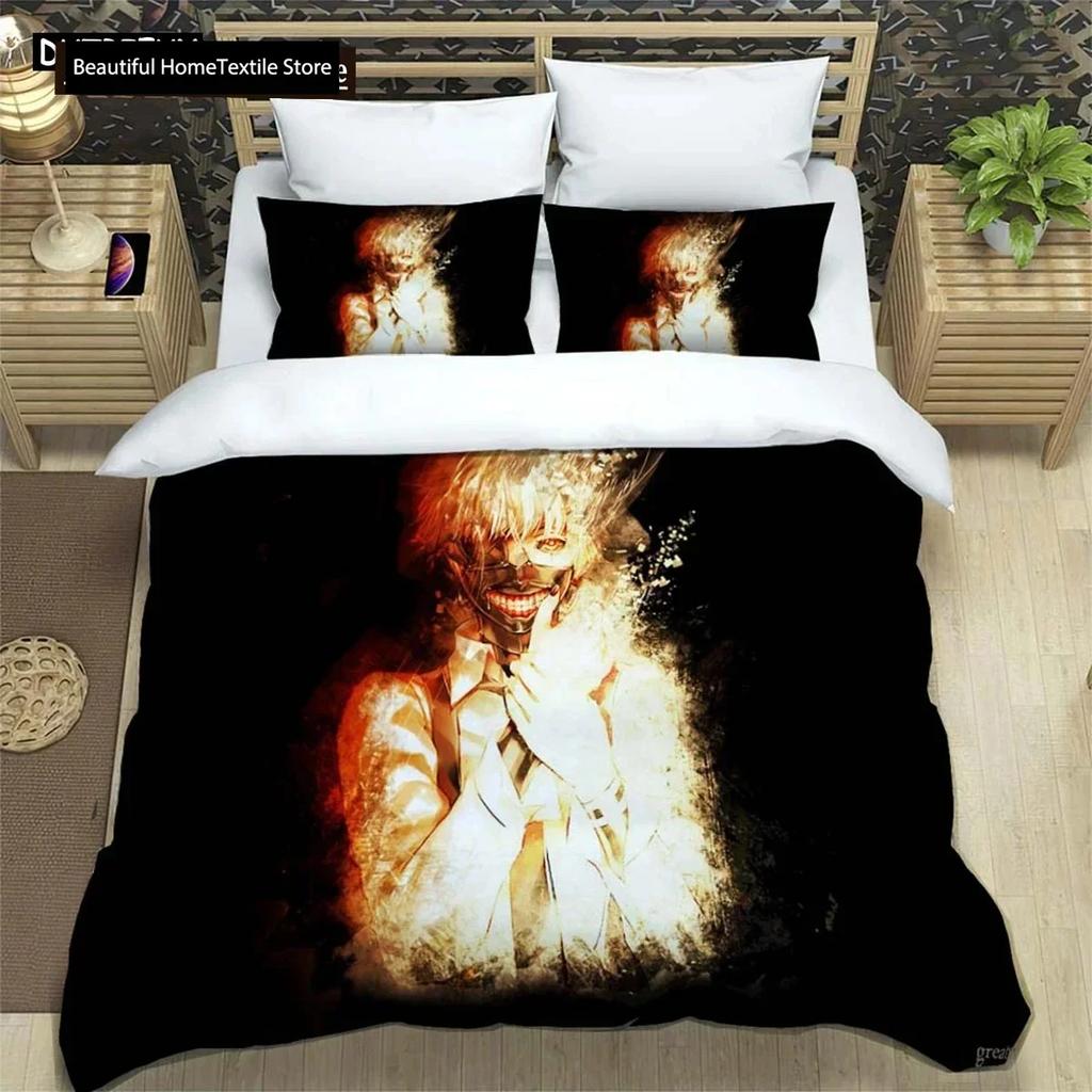Japanische Mode Anime Digitaldruck Polyester Bettwäscheset für Jungen und Mädchen, Jugendbettwäscheset, Geschenk für Paare