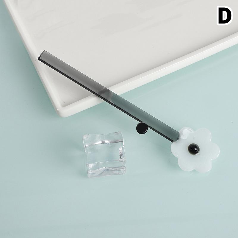 

Стеклянная ложка с длинной ручкой, креативная прозрачная стеклянная десертная ложка в форме цветка, цветная ложка-палочка для перемешивания кофе, бар