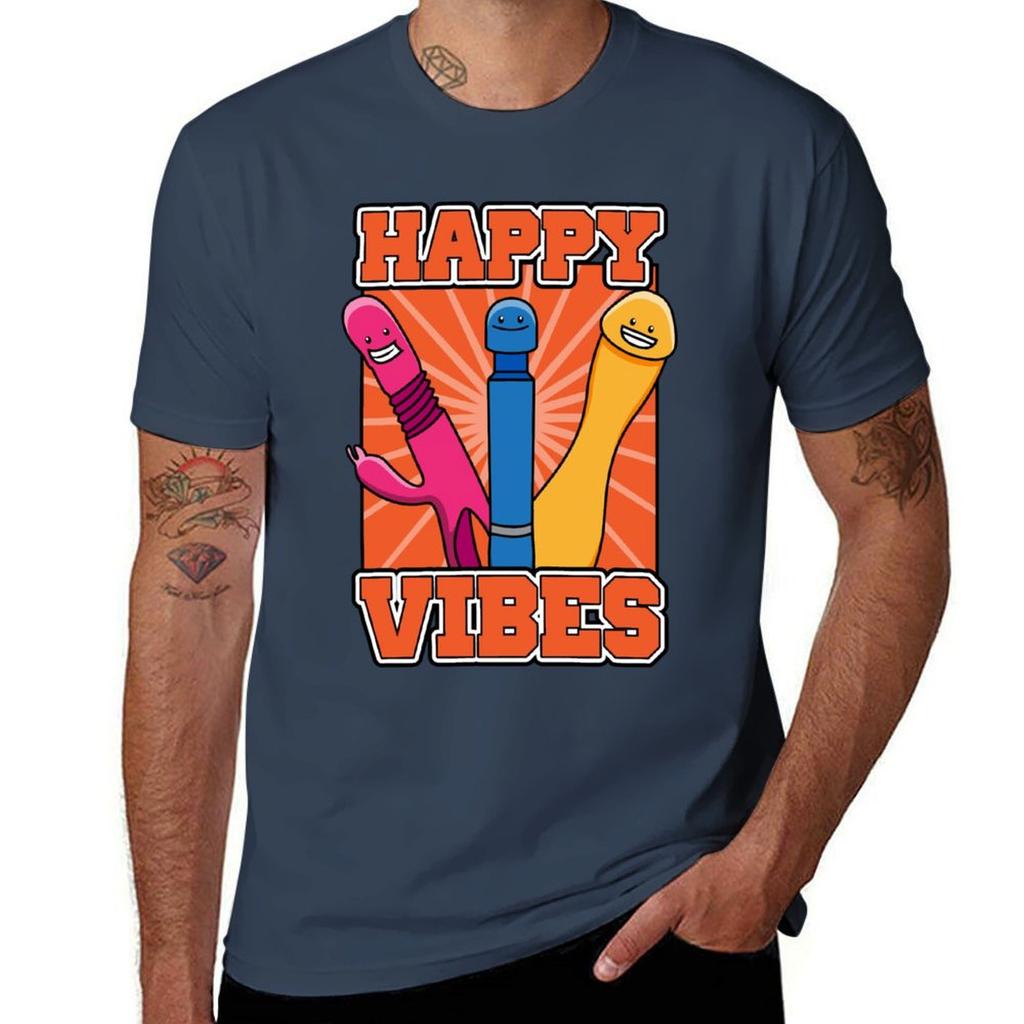 Happy Vibes Vibrator Dildo T-Shirt Blacks Animal Prinfor Boys Boys Whites Black T-shirts for Men