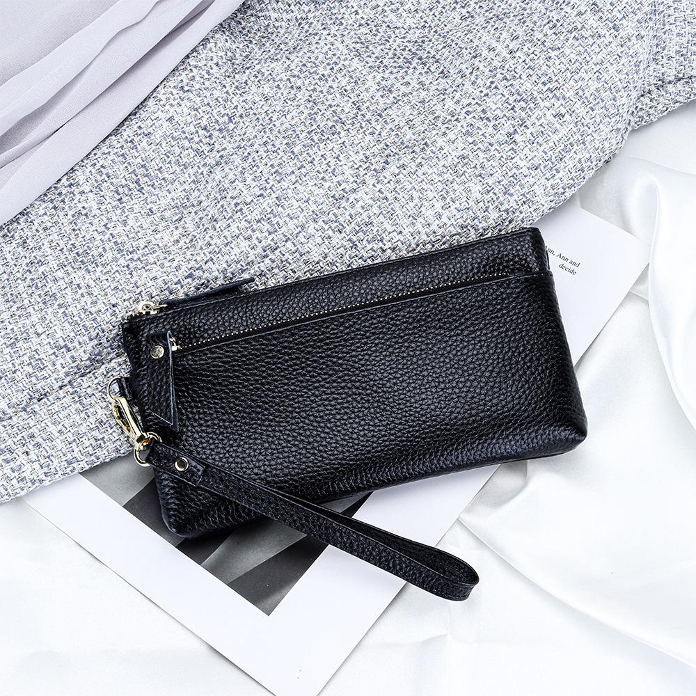 Women's Large Capacity Cowhide Clutch Wallet with Phone Storage