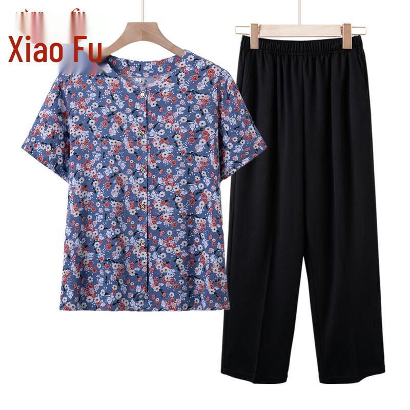 

Women s Mid-Aged Summer Short-Sleeve Top & Pants Set 2XL (Suggested 100-115 Jin)