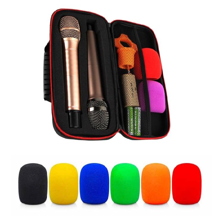 Professional Microphone Travel Case Bag EVA Organiser Box for Secure Double Wireless Mic Storage with Sponge Cover Set