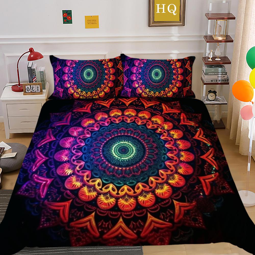 Set de huse de cuvertură cu imprimare 3D Datura Set de pat de dimensiune completă Set de lenjerie de pat din poliester pentru bărbați Textile de casă de lux de lux