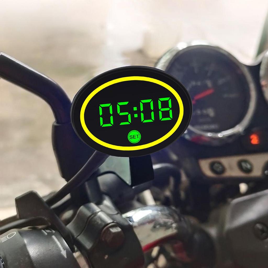 Mini Motorcycle Clock LED Display Small Motorbike Digital Clock Voltage Gauge For Women Teens Cycling Enthusiasts Commuting