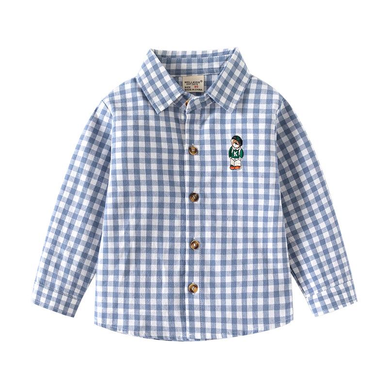 Children's Fashion Long-sleeved Shirt Boys Casual Lapel Shirt