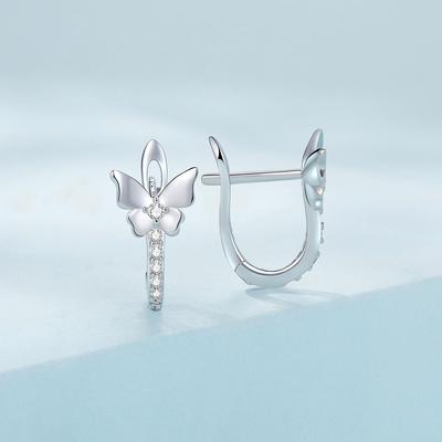 Frische Smart Schmetterling Clip Ohrring S925 Sterling Silber weiß Tier Großhandel Weibliche Schmuck