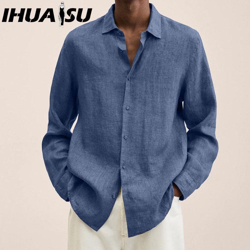 IHUASU Baumwolle Langarm T-Shirt Herrenmode Lockeres Shirt Bedrucktes Mitfühlendes Shirt