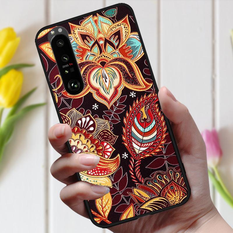 3D Emboss Flower Case For Sony Xperia 10 III Cover Cute Relief Case For Sony Xperia 1 III 5 III 10III Phone Case Coque Fashion