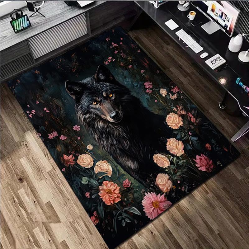 1Pc Animal Flowers Print Rug - Home Decoration Carpet For Living Room Bedroom Flooring Computer Chair Area Rug