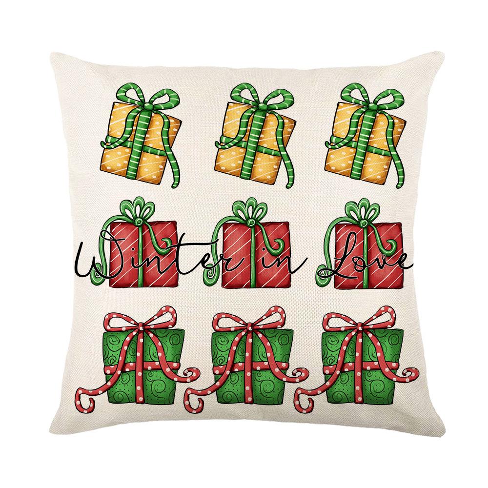 Christmas Pillow Cover Polyester Printed Home Living Room Sofa Cushion Cover Holiday Gift Pillow Cover
