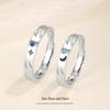 Original Design 999 Sterling Silver Galaxy Couple Rings - Romantic Qixi Gift for Students