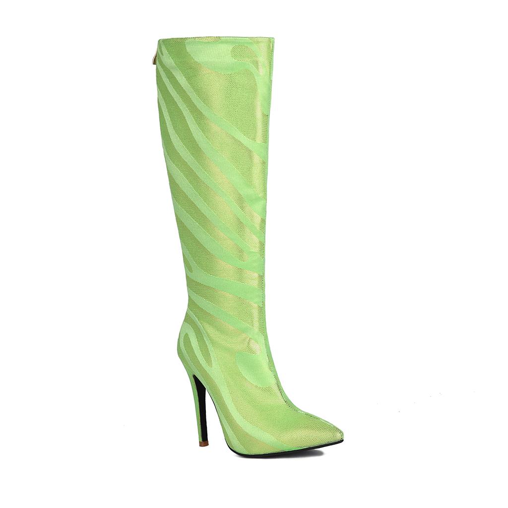 Damen High Heel Stiefel PU Lange Stiefel Gestreift Bequem Stiletto Schuhe Sexy Frühling Herbst Sissy Männer Ausgehen Schuhe