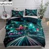 Neon City Night Duvet Cover Set Single Twin Double Queen King Cal King Size Bed Linen Set