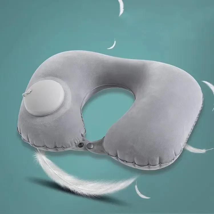 Foldable Portable Pillow Car Neck Protection U-shaped Inflatable Pillow Adjustable Support With Storage Pouch For Camping Travel