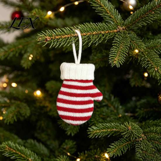 Decorative Keychain Accessory Mini Knitted Christmas Mitten Ornaments, Xmas Glove Hanging Decor, Festive Tableware Flatware Bag Charm Holders,