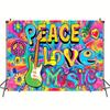 Retro Hippie Peace Sign & Guitar Tapestry, Vibrant Psychedelic Wall Art for Home & Party