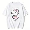 2026 Summer New Arrival Kawaii Hello Kitty Ballerina Print Couple T Shirts Casual Loose Family Matching Outfits Parentchild Tee
