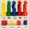 Montessori Wooden Toy: Geometric Shape Beading & Stacking Column for Baby's Focus & Shape Recognition