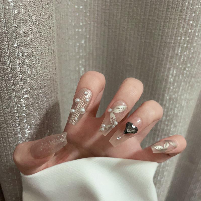 Luxurious Handmade Translucent Nail Tips for Autumn/Winter – Soft Texture, High-Class Feel