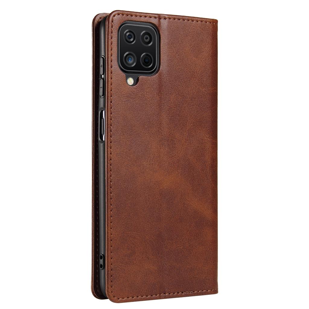 For Samsung Galaxy A12 Flip Leather Phone Wallet Case Stand Calf Texture Magnetic Protective Phone Cover