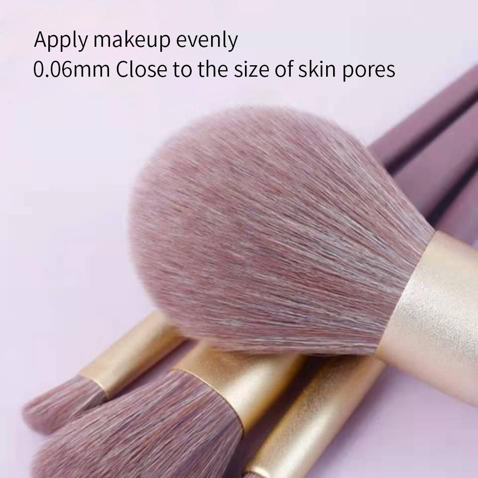 HMU 9pcs Wood Handle Best Synthetic Hair Make Up Brushes Set Vegan Eco Friendly Private Label Purple Makeup Brush Set