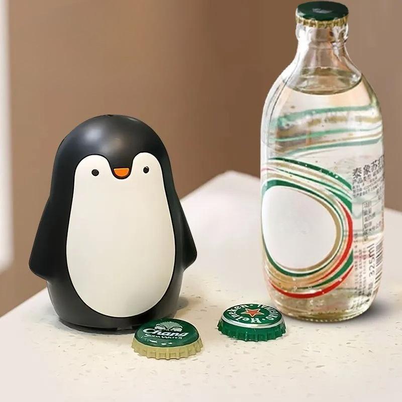 Penguin Bottle Opener Creative Cartoon Portable Stainless Steel Manual Cap Remover for Beer Soda Cans Home Kitchen Bar Tool Gift