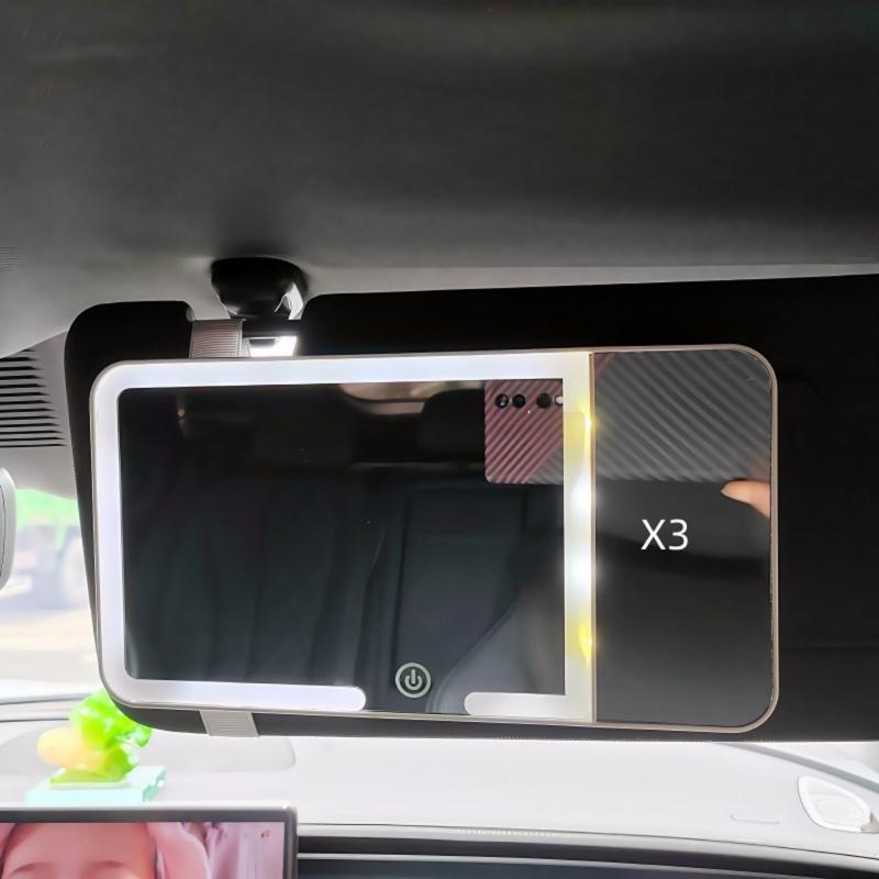 Specchietto Parasole Universale per Auto con Luci LED a 3 Temperature di Colore Controllo Tattile Regolabile Ricaricabile tramite USB C