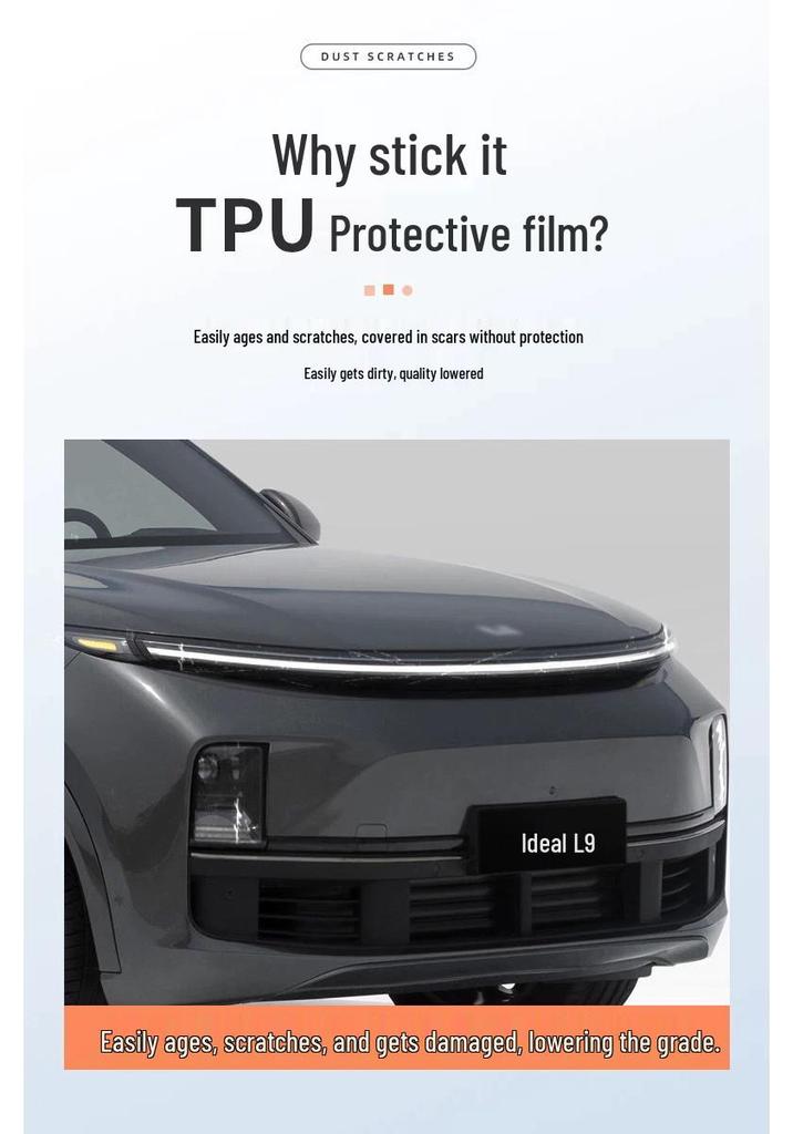 Li Auto L7/L8/L9 Headlight & Taillight Smoked Film: Scratch-Resistant, Star Ring Light Color Change.