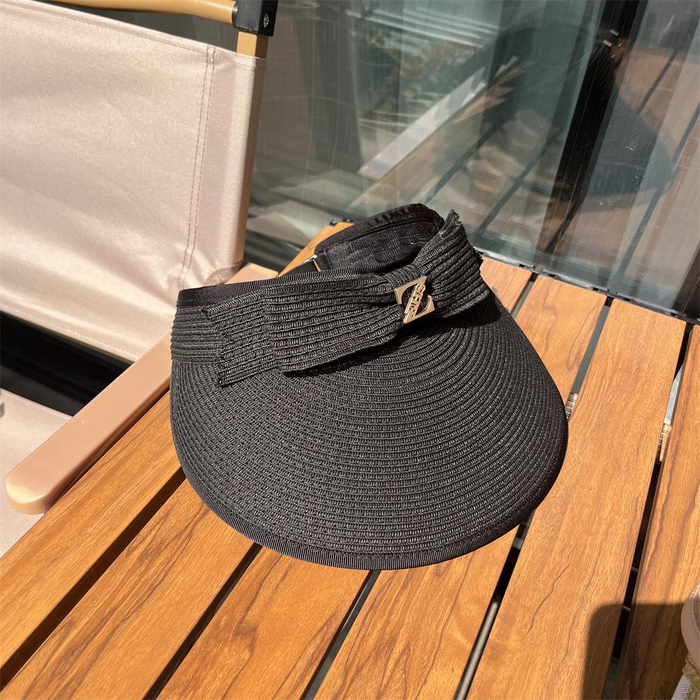 Empty Top Hat Women's Summer Sunscreen Face Covering Sun Hat UV Protection Bow Straw Hat Shell Hat Travel Cycling Hat