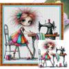 Vollstickerei Baumwollgarn 11CT Gedrucktes Mädchen Kreuzstich-Set Kunst 40x40cm
