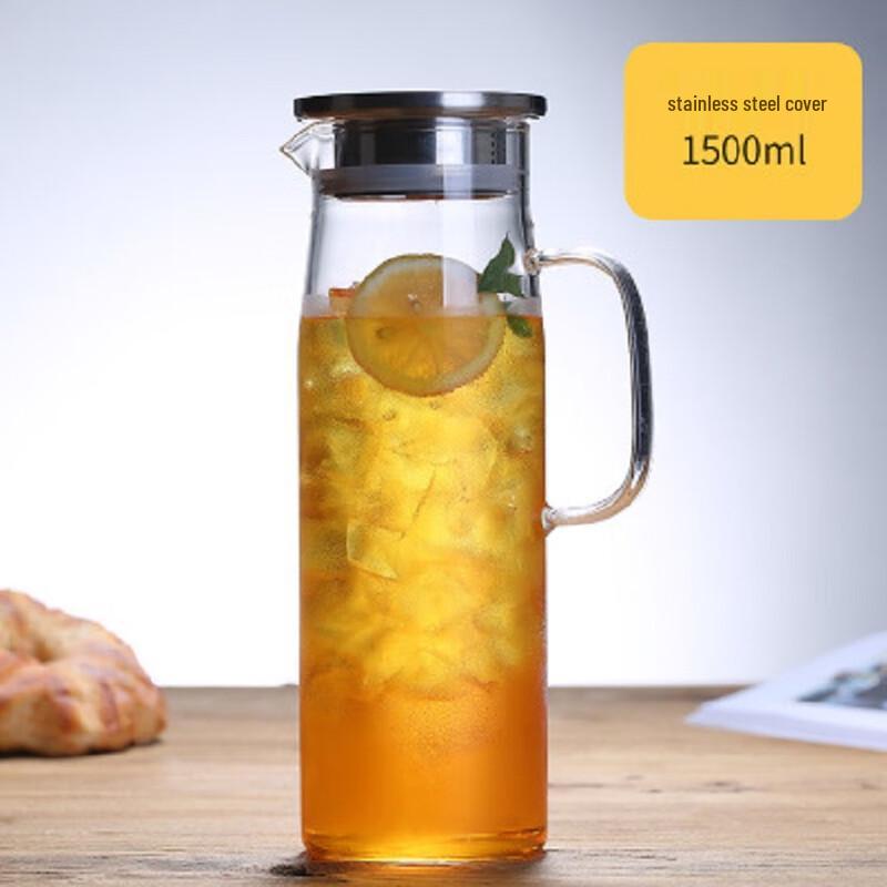 High Borosilicate Glass Water Pitcher with Stainless Steel Lid