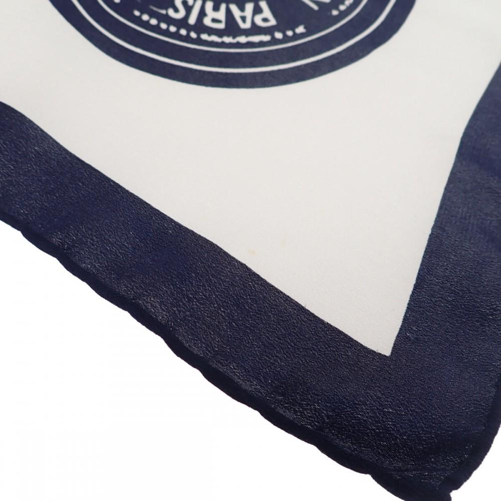CHANEL  scarf white/Navy silk Women
