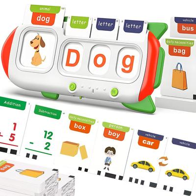 Lernkarten-Maschine für Kinder – Englische Rechtschreibung, Mathematik & Musik Früherziehungsspielzeug mit Tonrückmeldung – Wiederaufladbar